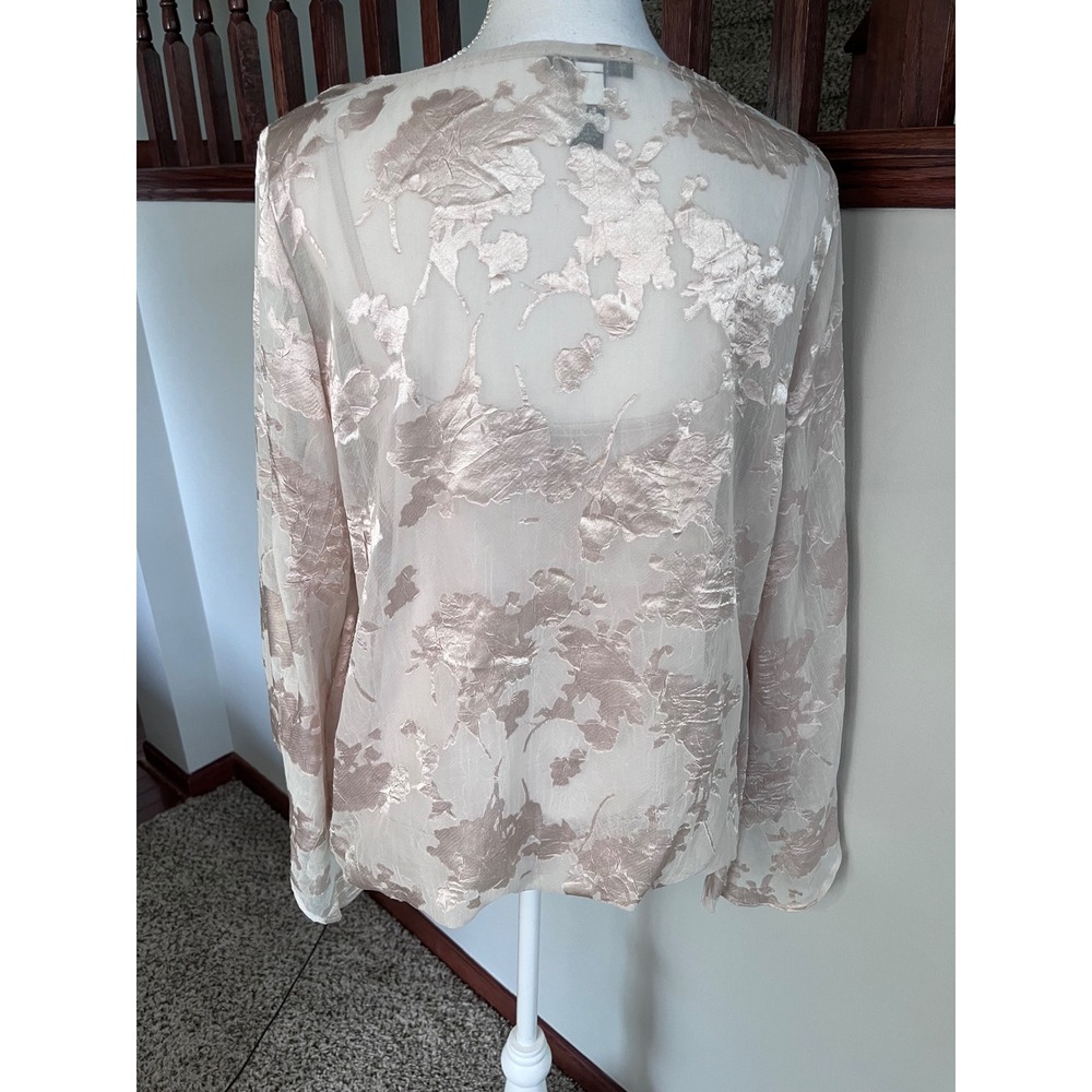 Alfani Womens Blush Pink Sheer Floral Burnout Blouse with Camisole Large - Picture 2 of 8